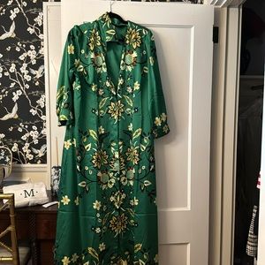 Chicos green floral shirt dress size 2.5P